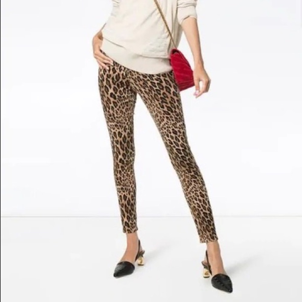 FRAME Ali Leopard Print High-rise Cigarette Jeans - size 10